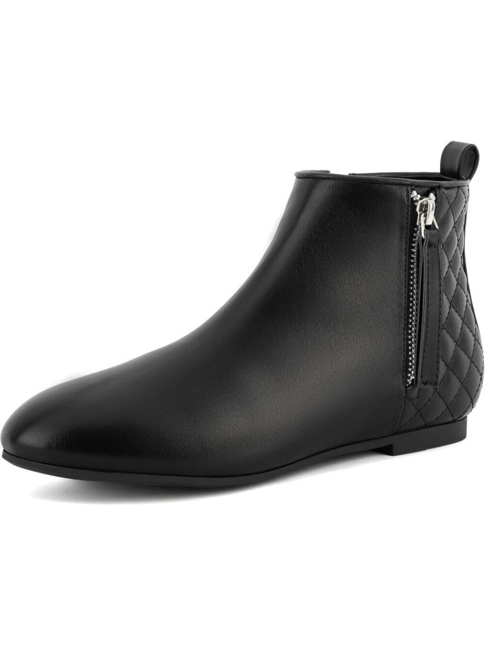 Women's black Ankle Flat Low Heel Zippers Booties Winter Fall Fashion Boot